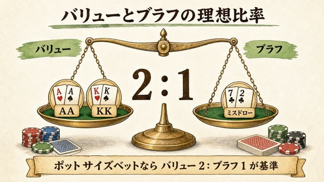 バリューとブラフの比率 2:1 解説図