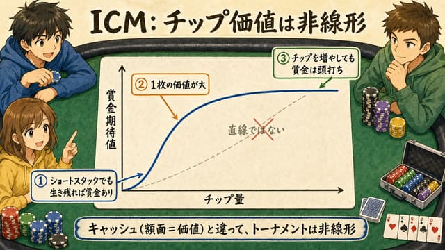 ICM: チップ価値の非線形性グラフ