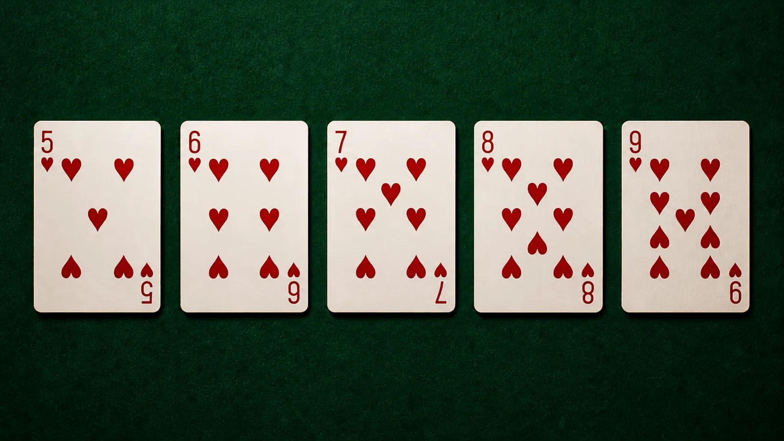 Quinte flush : 5, 6, 7, 8 et 9 de cœur